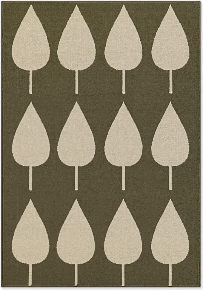 Flycarpets Kindervloerkleed Adventures - Lovely Leaves - Groen / Creme 120x170 cm