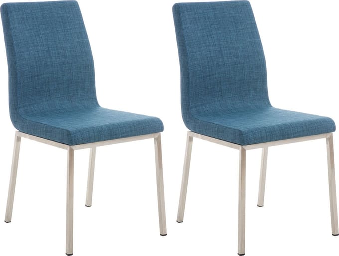 CLP Colmar Set van 2 eetkamerstoelen - RVS frame - Stof - blauw