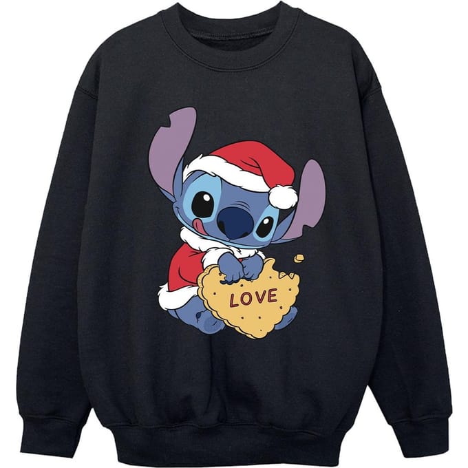 Disney Meisjes Lilo And Stitch Kerstmis Love Biscuit Sweatshirt (Zwart)