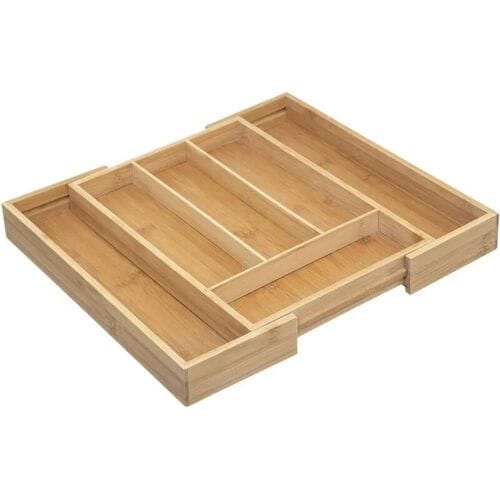 5Five Bestekbak - uitschuifbaar - 4 tot 6-vaks - bamboe - 35 x 25 cm - keuken organizer
