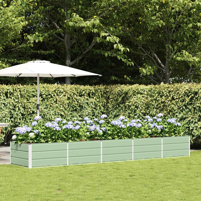 vidaXL - Plantenbak - Groen - 400 - x - 80 - x - 45 - cm - Staal