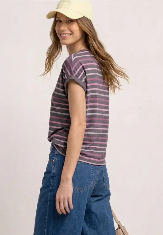 Shirt met losse schouders en strepen