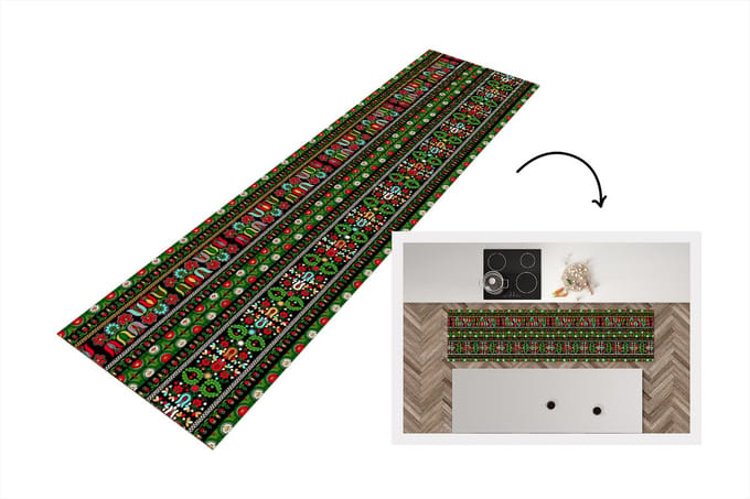 Keukenloper - Loper keuken - Patronen - Hongaars - Folklore - 200x50 cm - Keukenloper vinyl