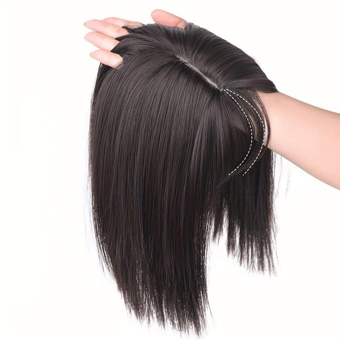 35cm Pruikstuk Recht Haar Toppers Haarstukje Antislip Clip In Vrouwen Pony Franje Natuurlijk Haarextensions Pruik 14inch black