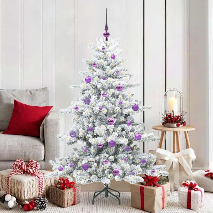 vidaXL - Kunstmatige - Hinged - Kerstboom - Wit - 150 - cm - PVC - en - Staal