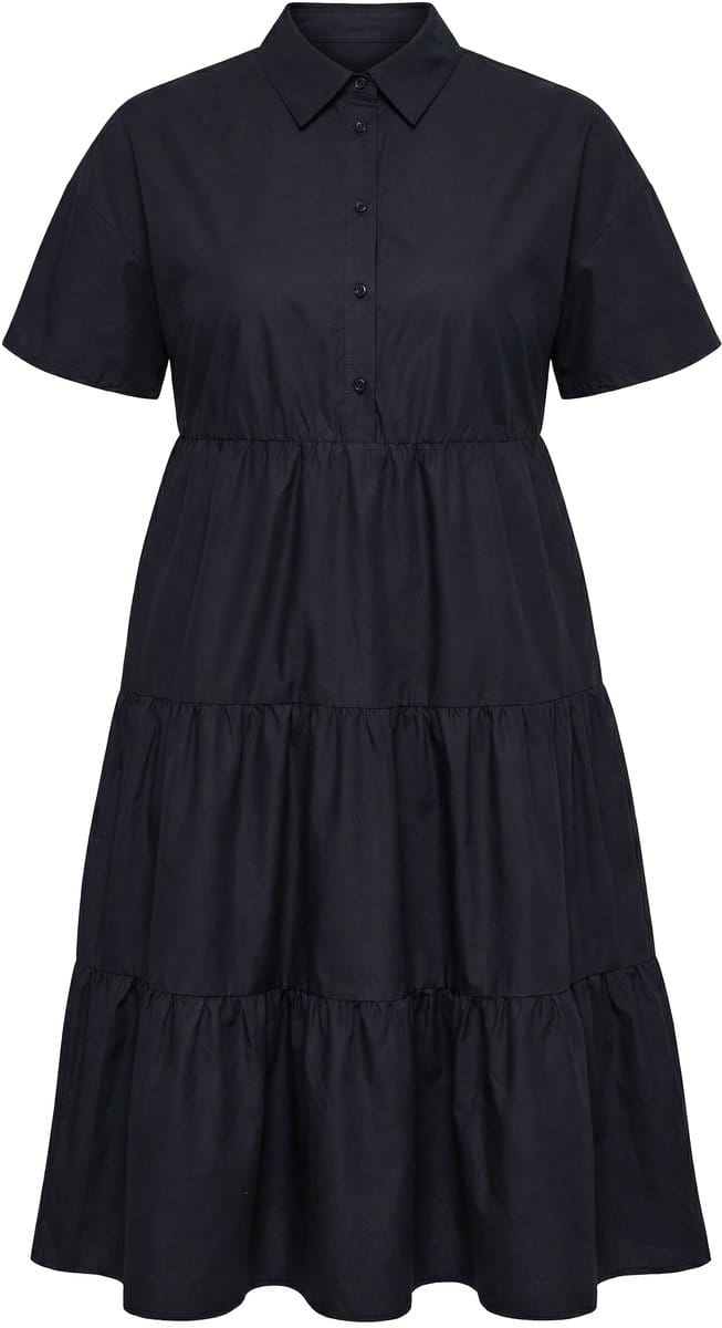 Studio Untold - Dames - Maxi-jurk A-lijn volants korte mouwen - Zwart - Maat 42+