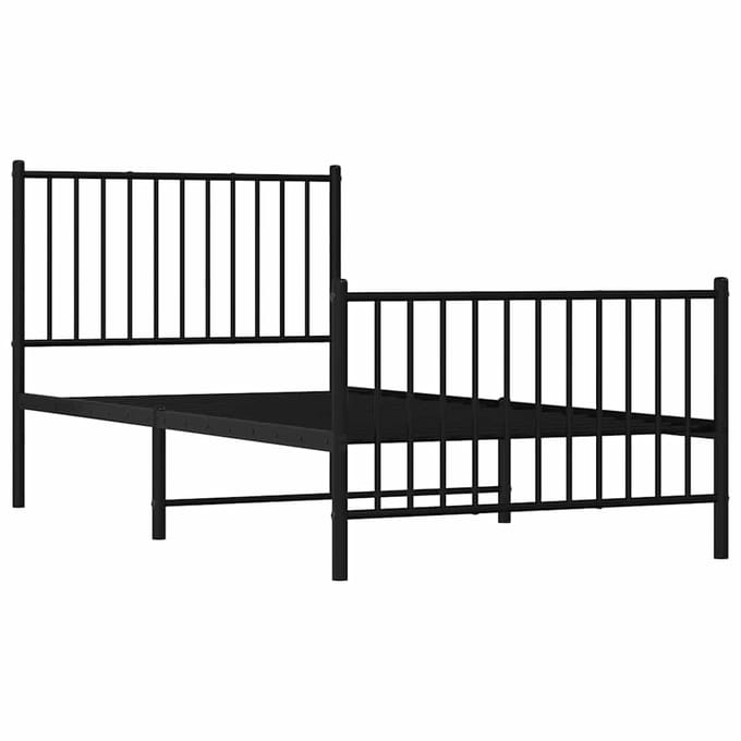 vidaXL - Bedframe - met - hoofd- - en - voeteneinde - metaal - zwart - 90x190 - cm