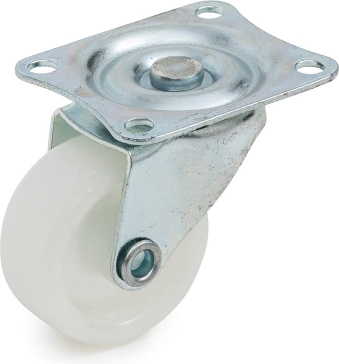 Polypropyleen zwenkwiel Ø30mm met montageplaat