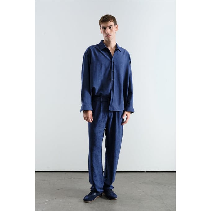 Heren midwaist wijde been gebreide broek