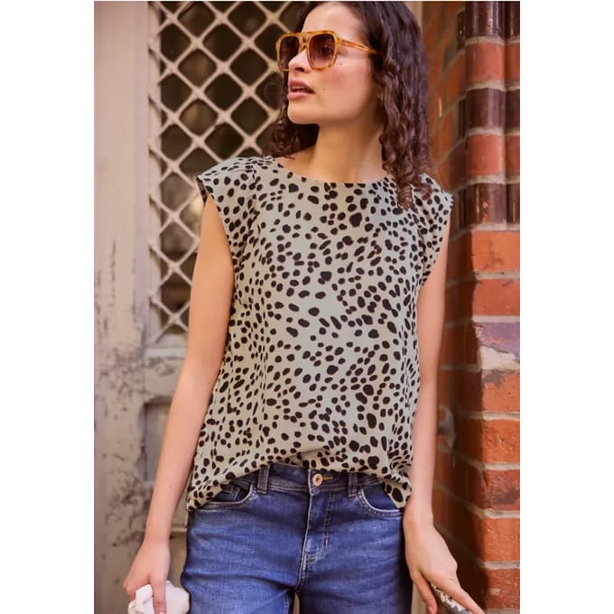 Blouse met afhangende schouders en luipaardprint