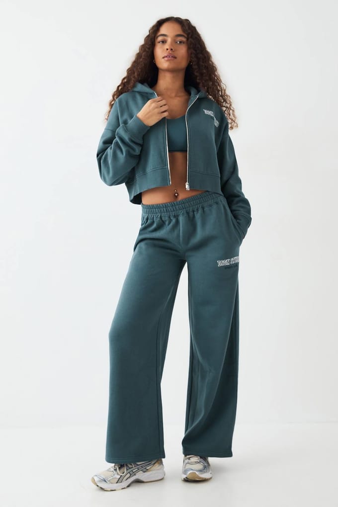 Dames DSGN Studio Applique Straight Leg Jogger | Teal | Maat: Large