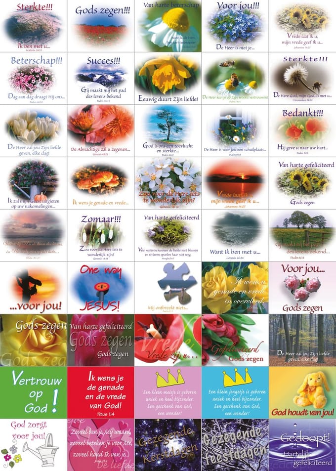 Set van 45 christelijke kado labels 6 x 4,7 cm