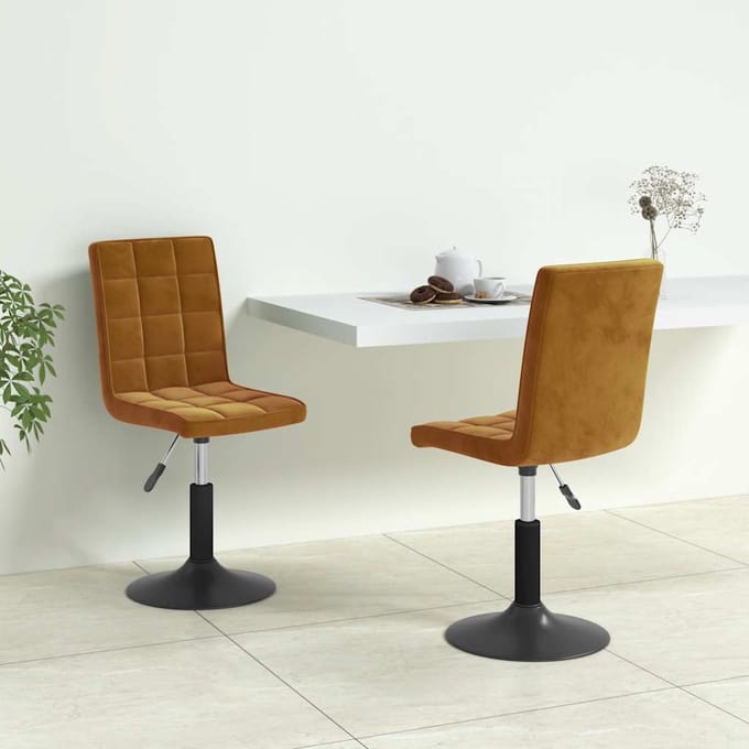 vidaXL - Eetkamerstoelen - draaibaar - 2 - st - fluweel - bruin