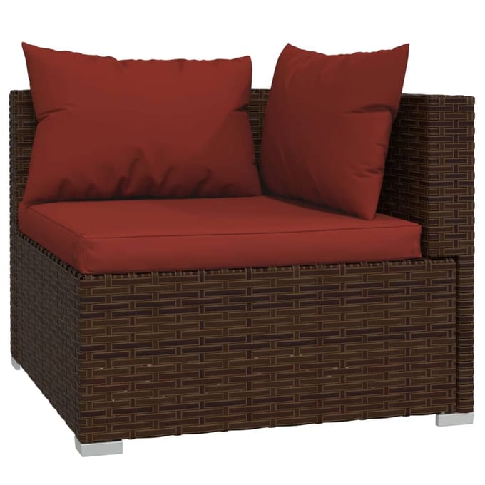 vidaXL - 8-delige - Loungeset - met - kussens - poly - rattan - bruin