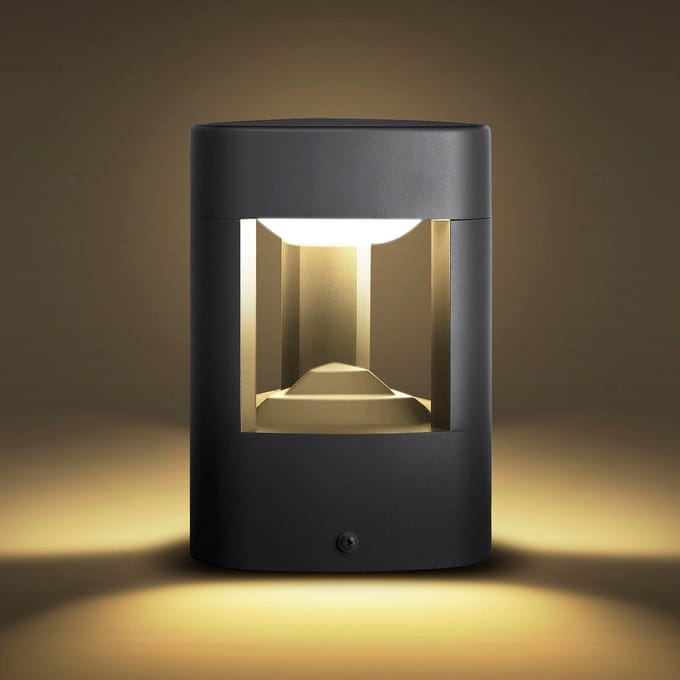 Lucande LED sokkellamp Pirron, 20 cm, driehoekig, IP54