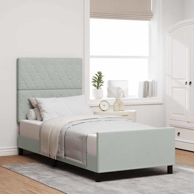 vidaXL - Boxspring - bed - met - hoofdeinde - Lichtgrijs - 100 - x - 200 - cm - Fluweel