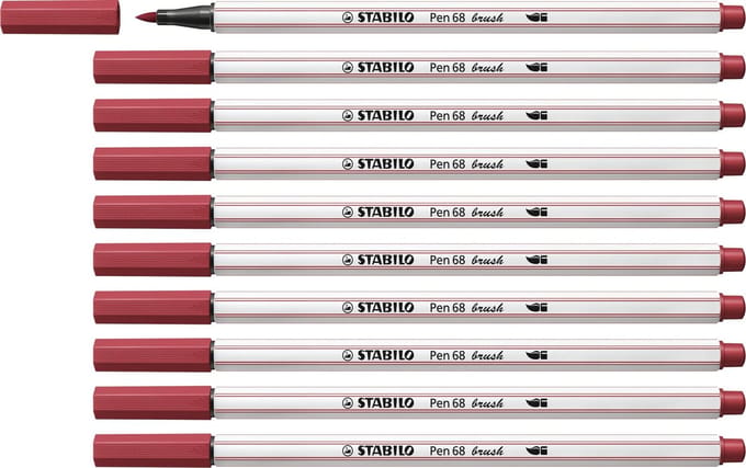 Brushstift STABILO Pen 568/50 donkerrood - 10 stuks