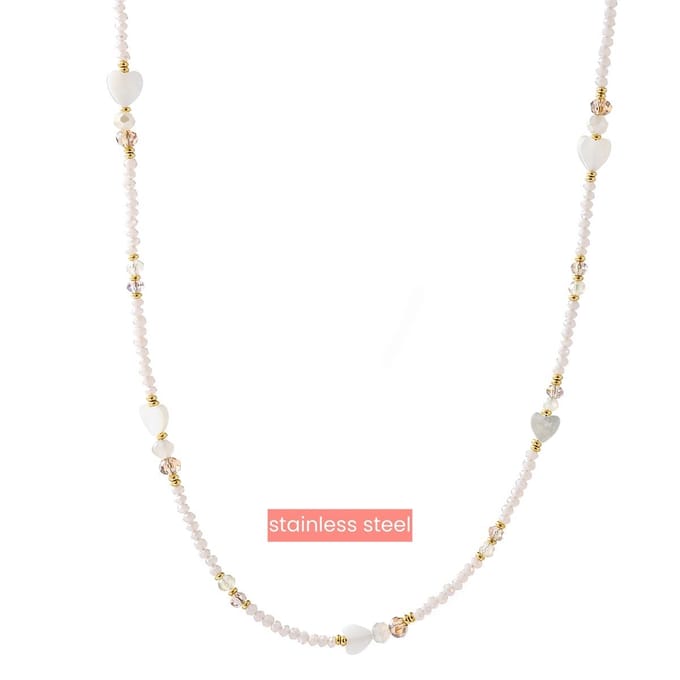 Go Dutch Label Collier hearts beads Wit