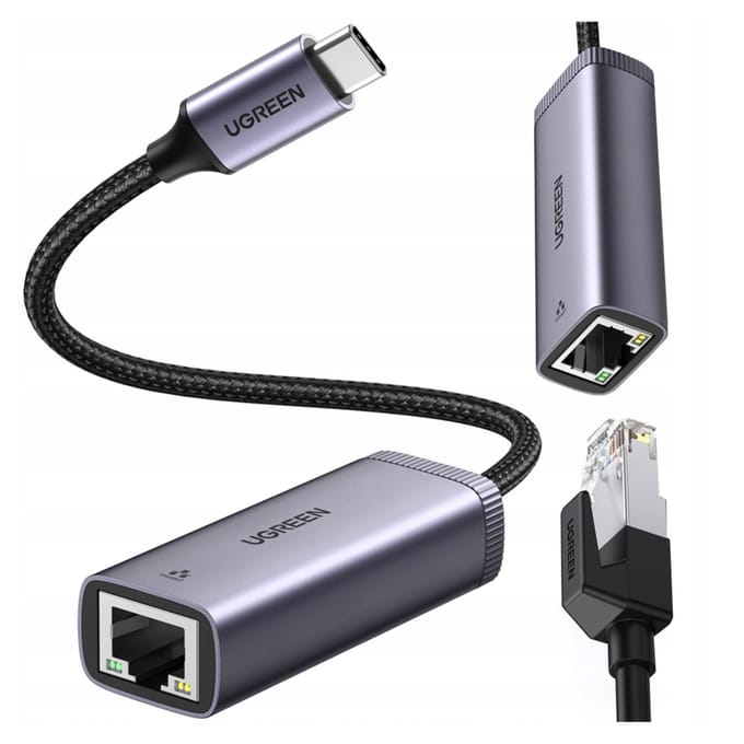 Ugreen USB-C Gigabit Ethernet-adapter - 10/100/1000 Mbps - 20cm - Grijs