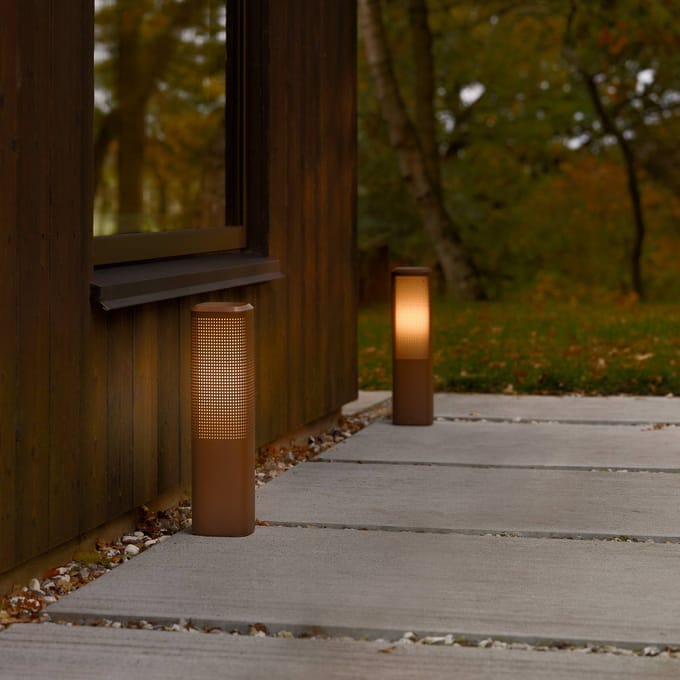 Nordlux Sokkellamp Sidara 45 Seaside, bruin, aluminium, IP44, E27