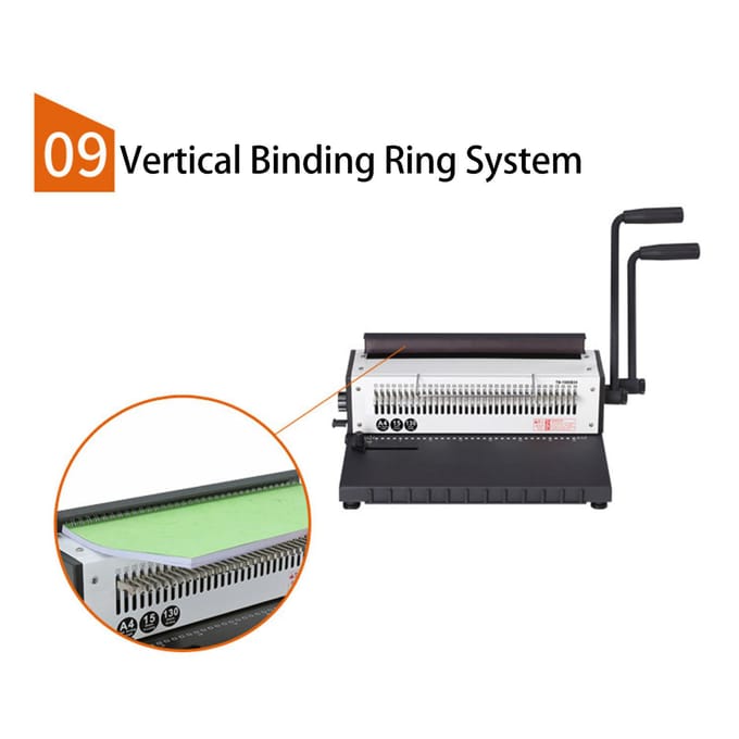 Inbindmachine 3:1 Pitch Spiraalbinder 34 Gaten 2 Spoel Ponsmachine voor A4 A5 Letterformaat black