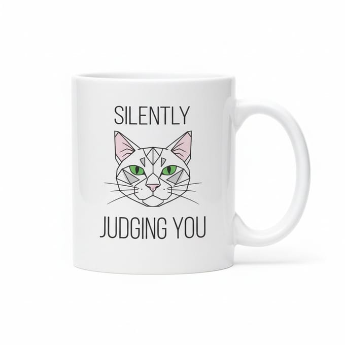 330ml Witte Keramische Mok – Silently Judging You Kattenliefhebber Beker | Grappig Cadeau voor Kat Eigenaren