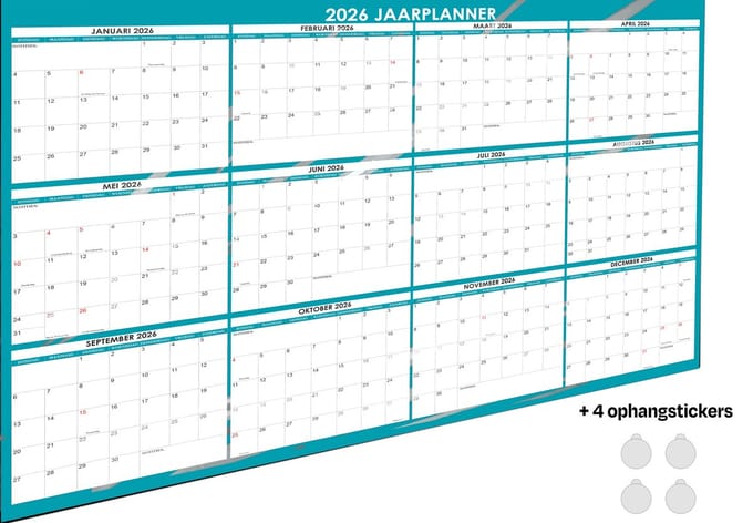 Huurdies - Jaarplanner 2026 - Gelamineerd - 118x84cm - A0