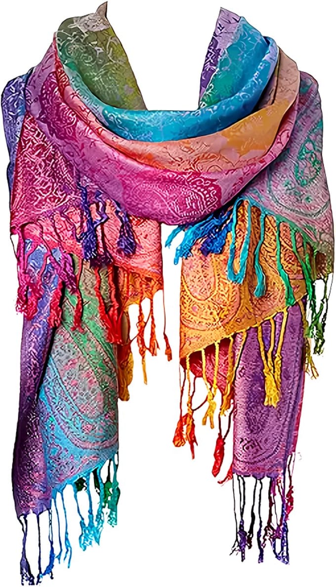 1x Luxe Satijnen Dames Sjaal - Aquarel Design - 180x70cm - Zijde Look - Multicolor