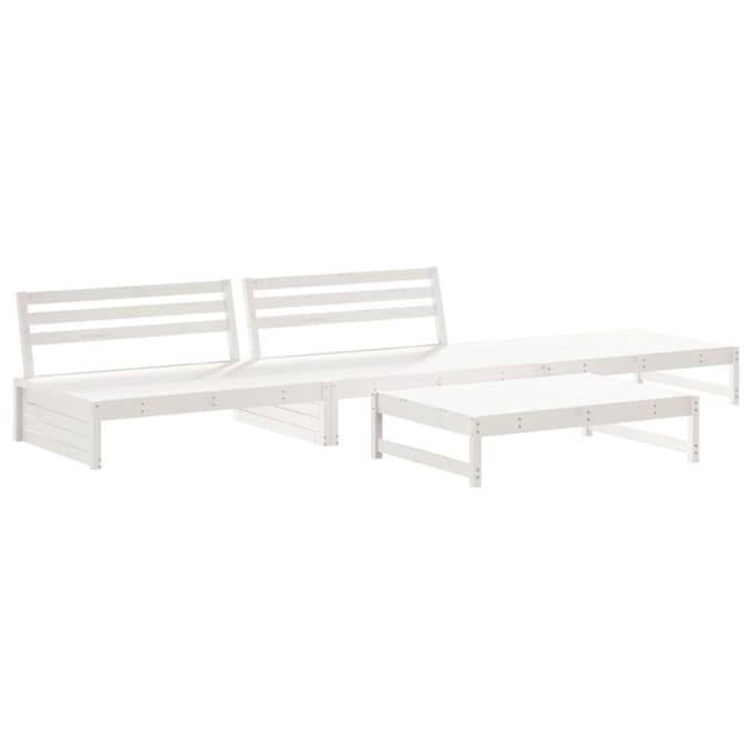 vidaXL - 4-delige - Loungeset - met - kussens - massief - hout - wit