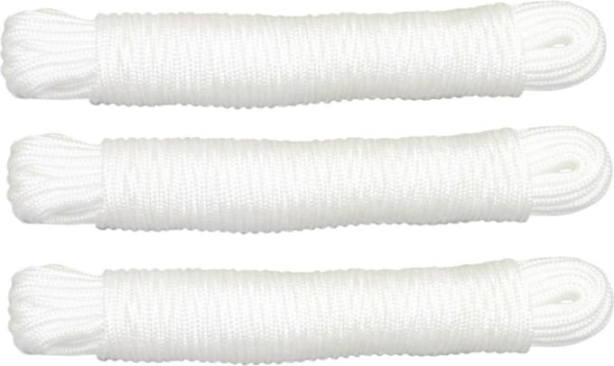 AMIG Touw - 3x - 25 meter - D3mm - polypropyleen - 50 kg - wit - waslijn - tuin