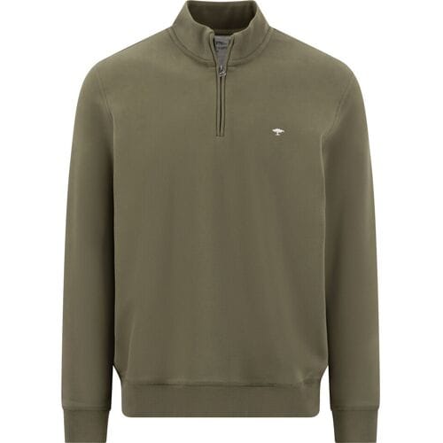 Fynch-Hatton Trui Sweat Troyer Zip Donker Khaki / male