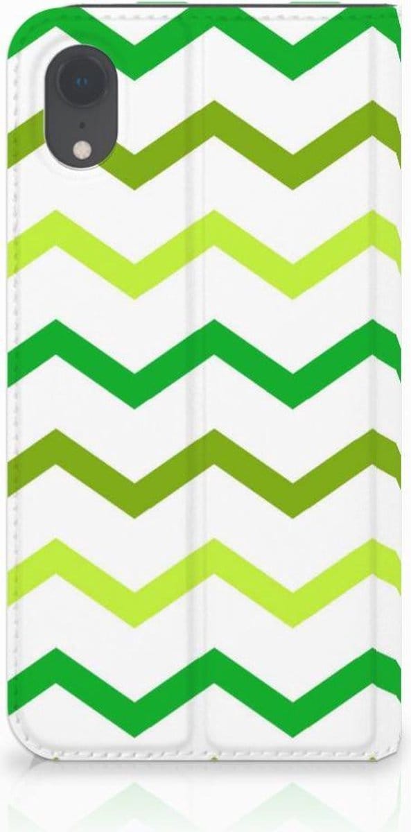 Apple iPhone Xr Hoesje met Magneet Zigzag Groen