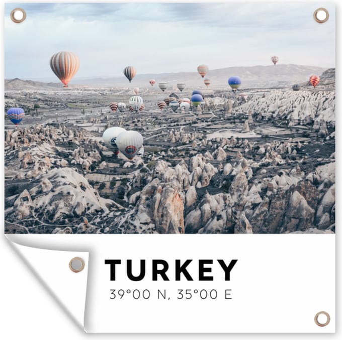 Tuindoek Turkije - Luchtballon - Cappadocië - Ballon - 100x100 cm
