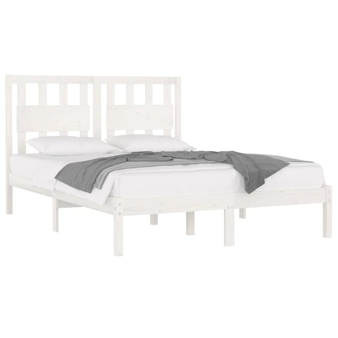 vidaXL - Bedframe - massief - grenenhout - wit - 120x200 - cm
