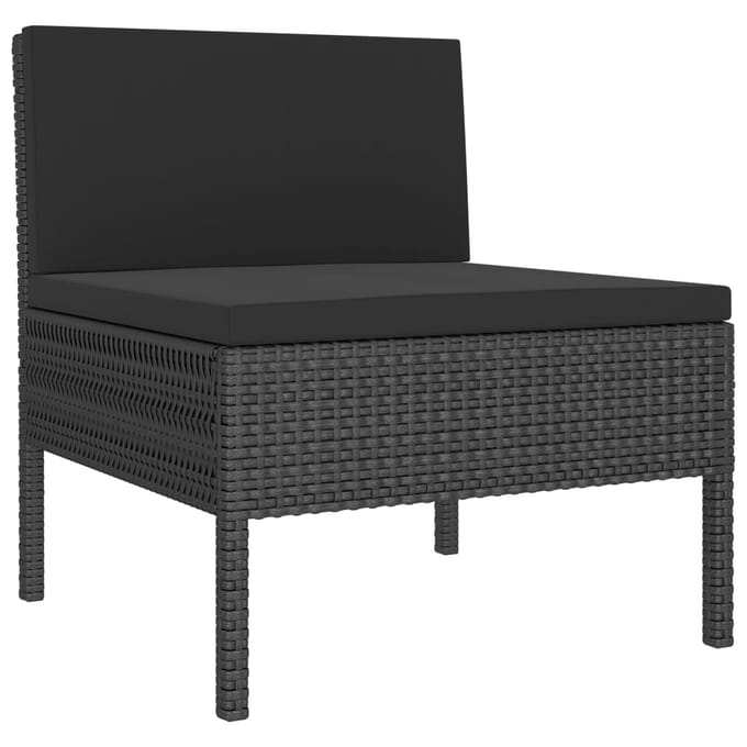 vidaXL - 2-delige - Loungeset - met - kussens - poly - rattan - zwart