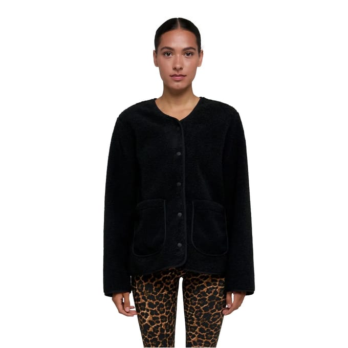 Urban Classics - Buttoned Teddy Jacket - S - Zwart