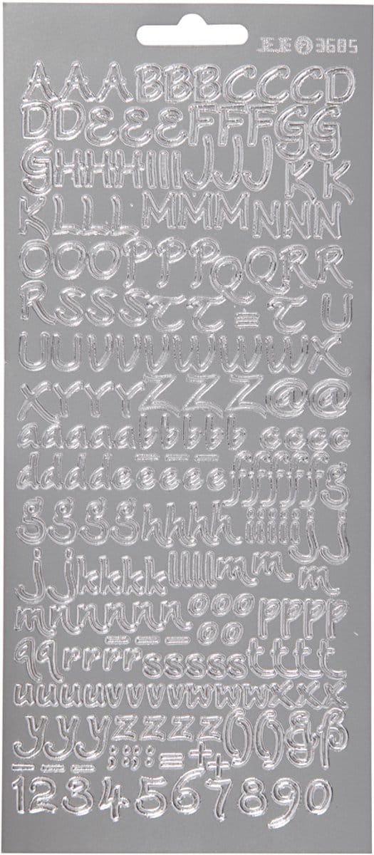 Stickers, alfabet, vel 10x23 cm, zilver, 1 vel