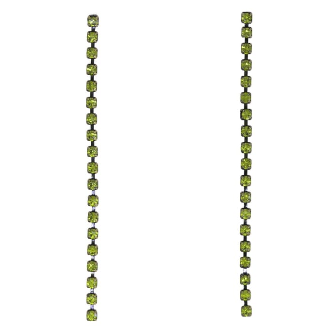 Behave - Oorbellen - Strass Oorhangers - Olijf Groene Steentjes - 5.5 cm
