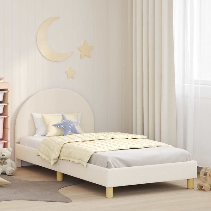 vidaXL - Kinderen - bedframe - met - hoofdboard - Crèmekleurig - 80 - x - 200 - cm