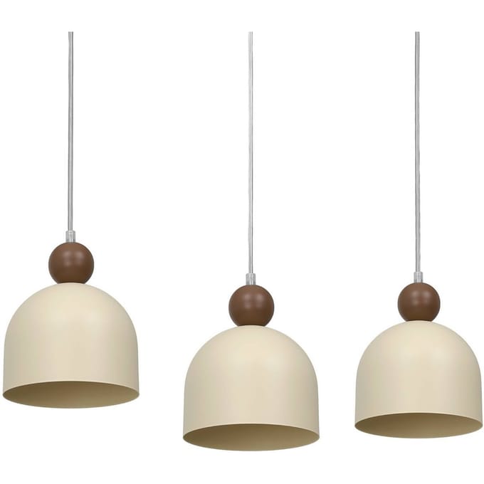 Milagro Lighting Hanglamp Timon, taupe/beige, lengte 60 cm, metaal, 3-lamps