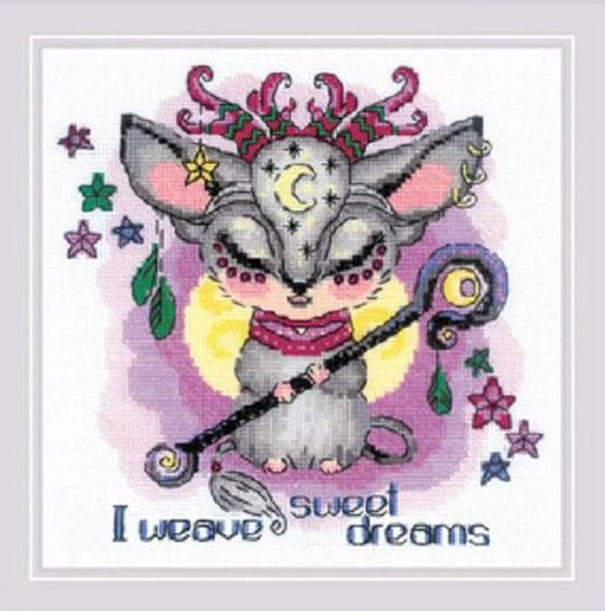 Kruissteek borduurpakket telpatroon: good souls - moon (Riolis)