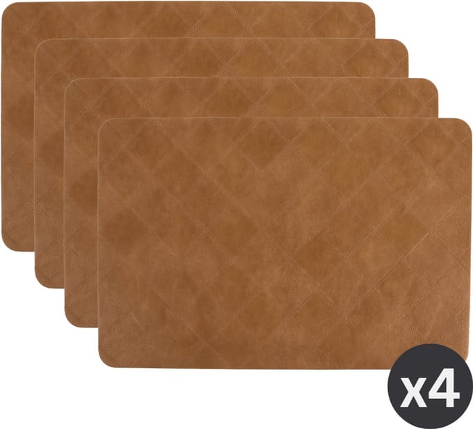 ZICZAC - Placemat EDSON - SET/4 - Kunstleer - 30x45 cm, cognac