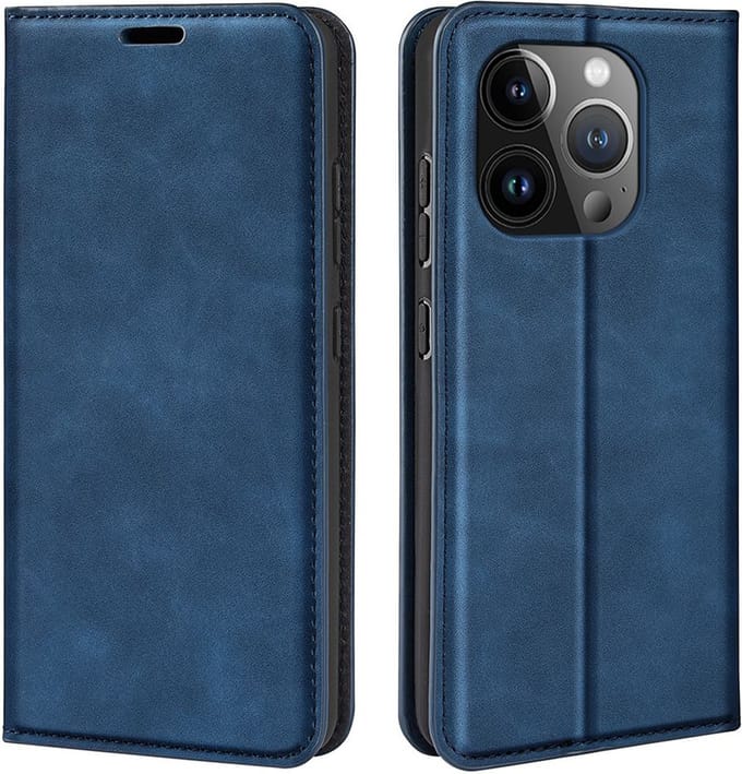 MobyDefend Hoesje - Geschikt voor iPhone 15 Pro - Luxe Wallet Bookcase (Magnetische Sluiting) - Blauw