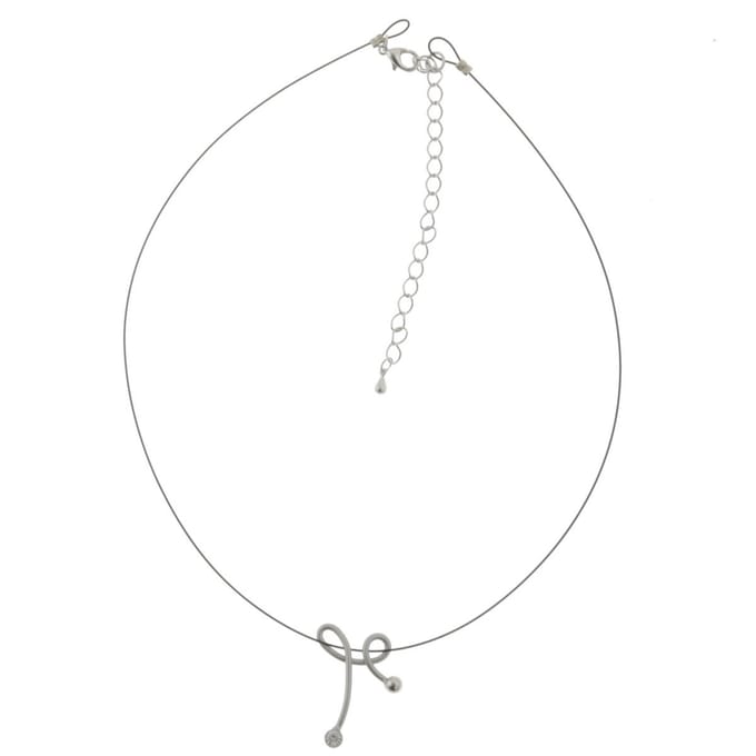 Behave - Ketting - Abstracte Hanger - Zilver Kleur - Zwart - Dames - 40 cm