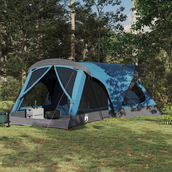 vidaXL - Familietent - 14-persoons - Blauw - 185T - Polyester - met - PU - Coating