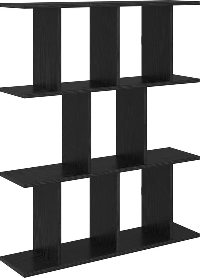 vidaXL - Wandplank - Zwart - eiken - 80 - x - 20 - x - 96 - cm - Bewerkt - hout