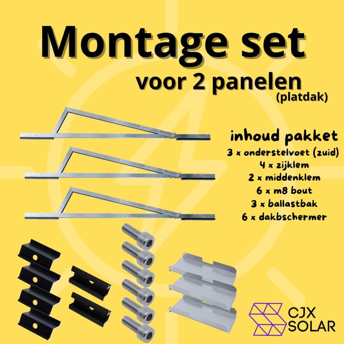 CJX Solar - Montage set voor 2 panelen - platdak opstelling - landscape - voor plug & play set - zonnepaneel beugel