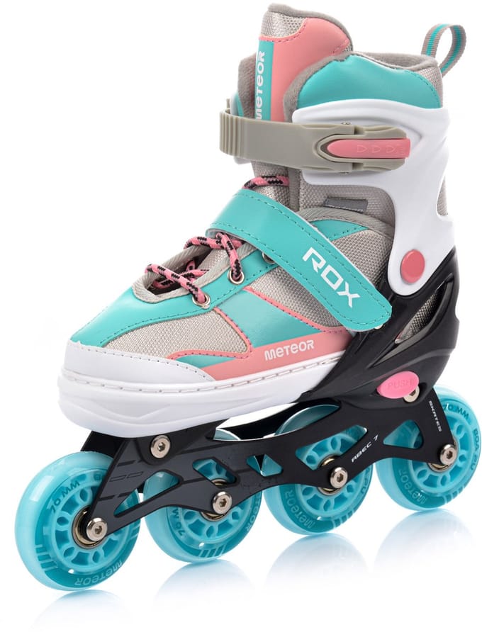 Meteor S 30-33 Rox - Rollerskates - Roze/lichtblauw, verstelbaar, ABEC-7 lagers, polyurethaan wielen