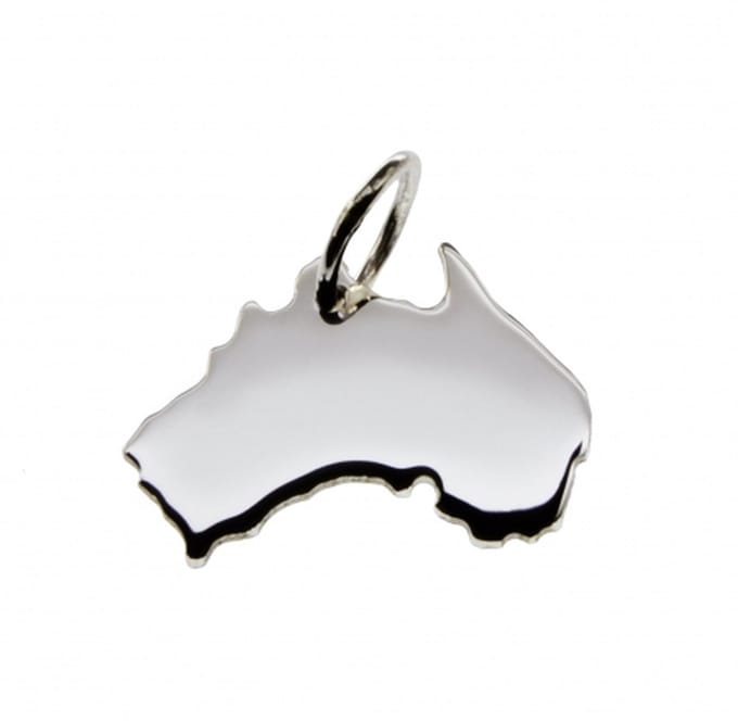Zilveren Landkaart Australië ketting hanger