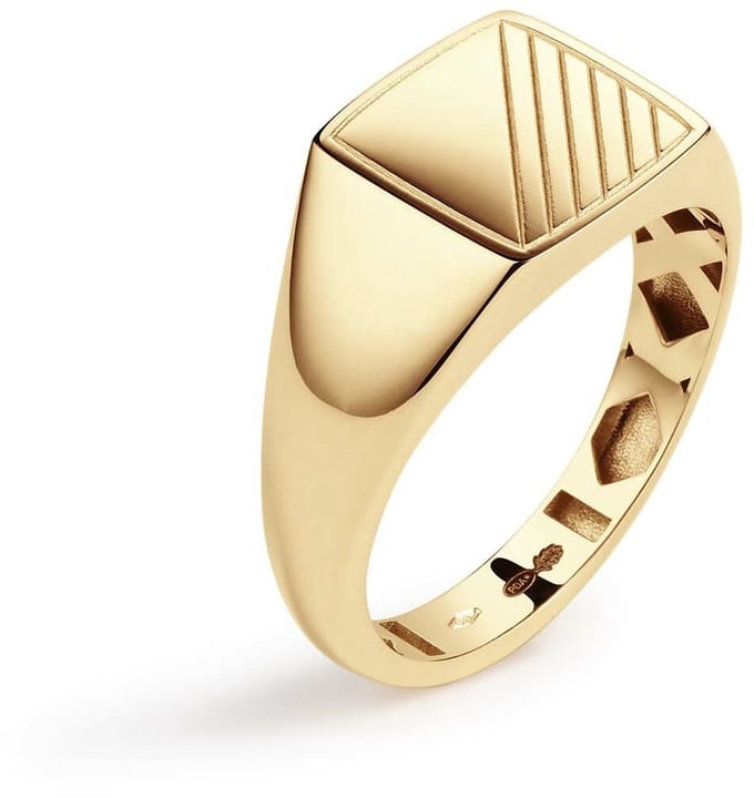 Glow 214.211862 Heren Ring Vierkant met Streep 10x10 mm 14 Karaat Goud Maat 62